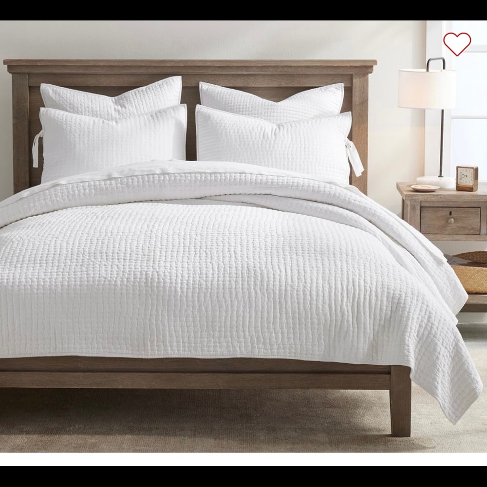Pottery Barn pick-stitch quilt and 2 king shams